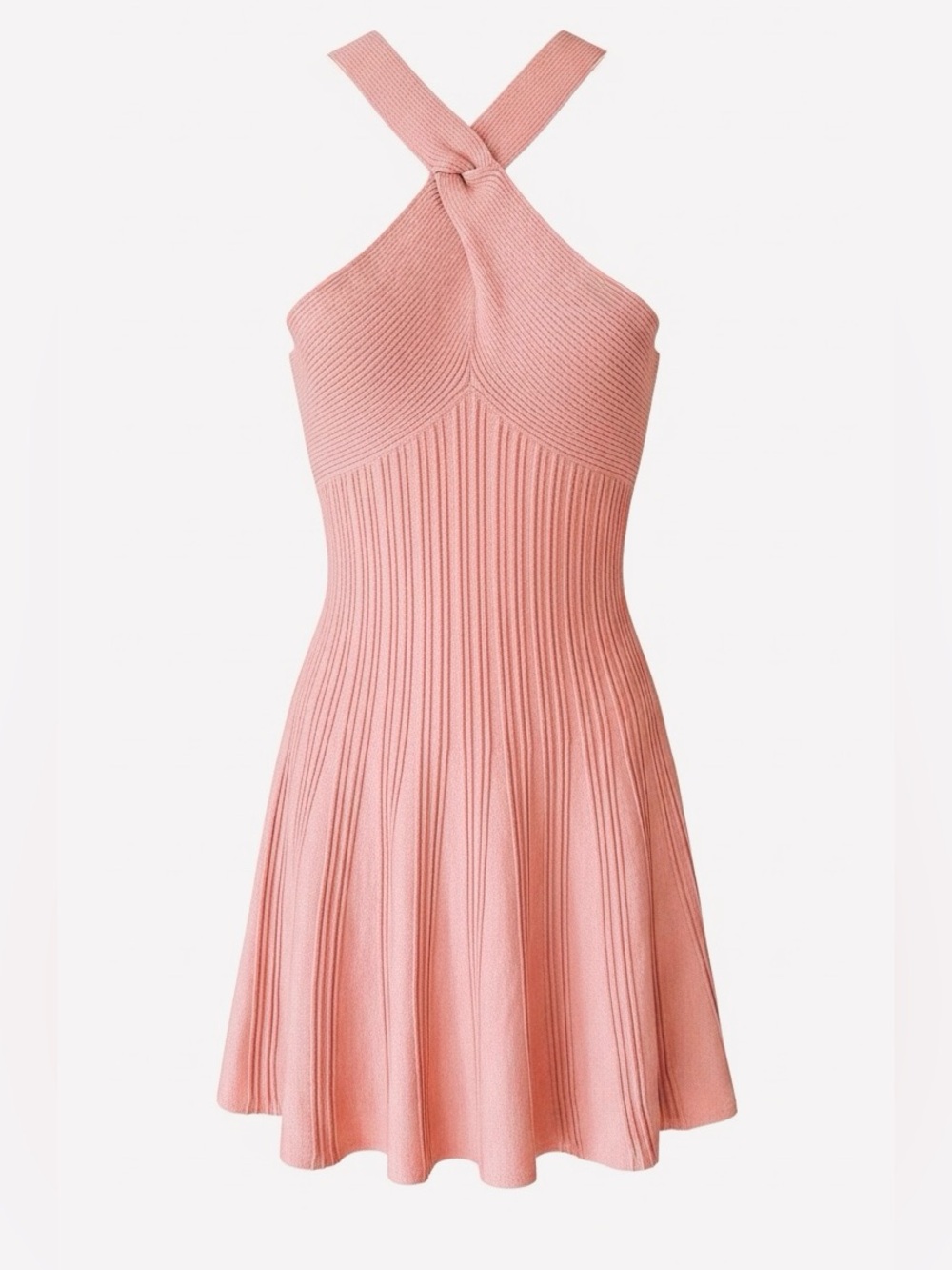 Express Knot Halter Ribbed Mini Dress